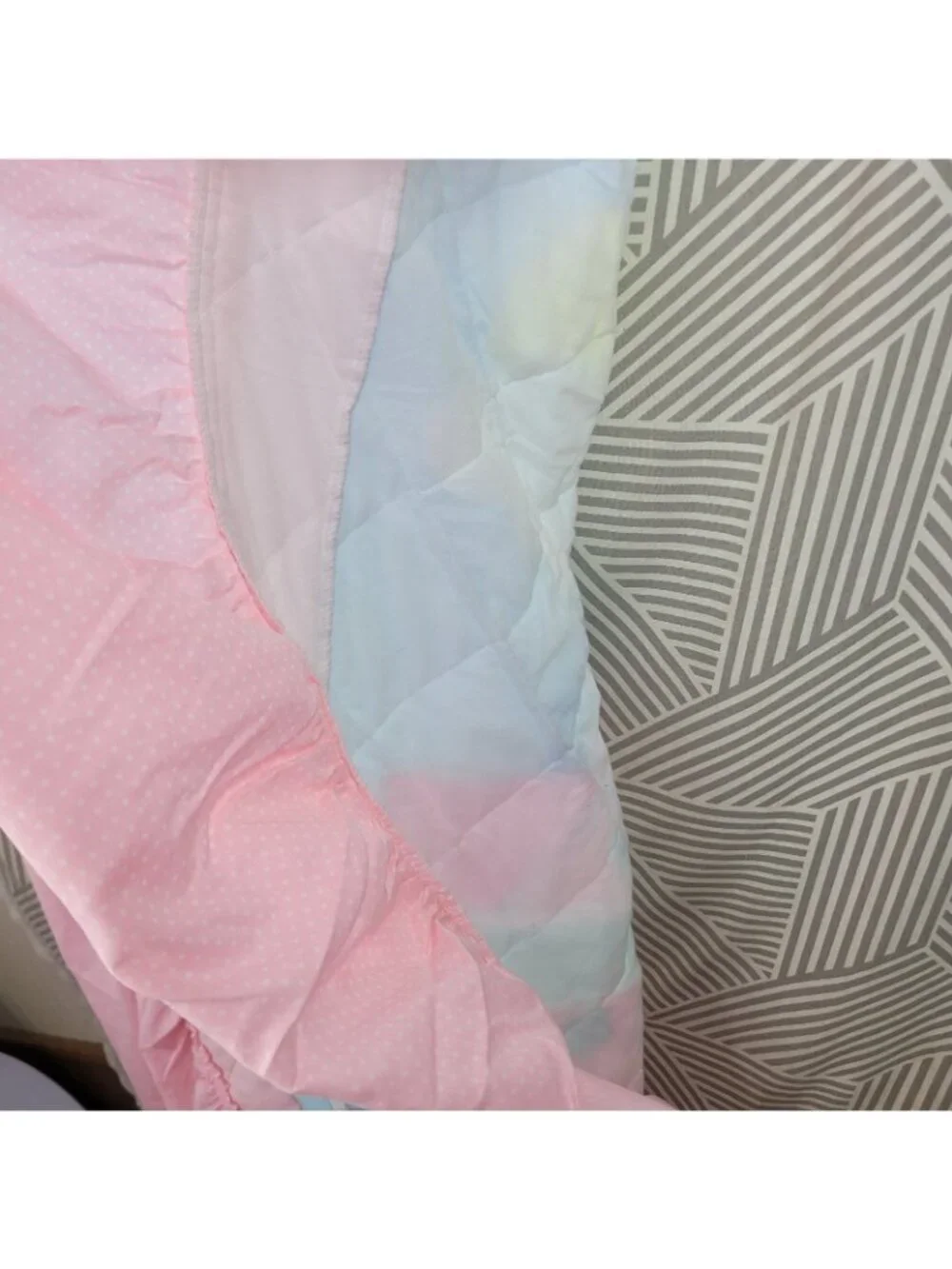Vintage Bedkins Girls Ruffle Twin Comforter Coverlet Pink Plush Bunny Dollhouse